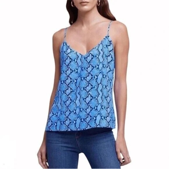 L'AGENCE Tops - L'AGENCE Jane Paloma Snake Print Cami in Blue SMALL